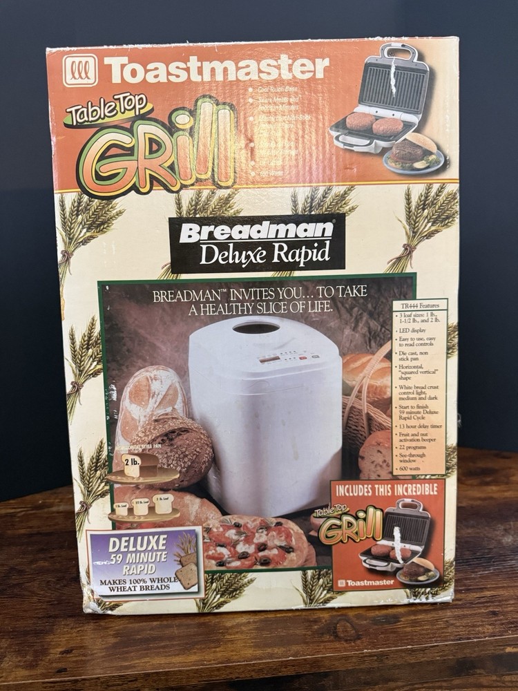 1999 BREADMAN TR444KIT Deluxe Rapid Automatic Breadmaker Toastmaster Grill Combo