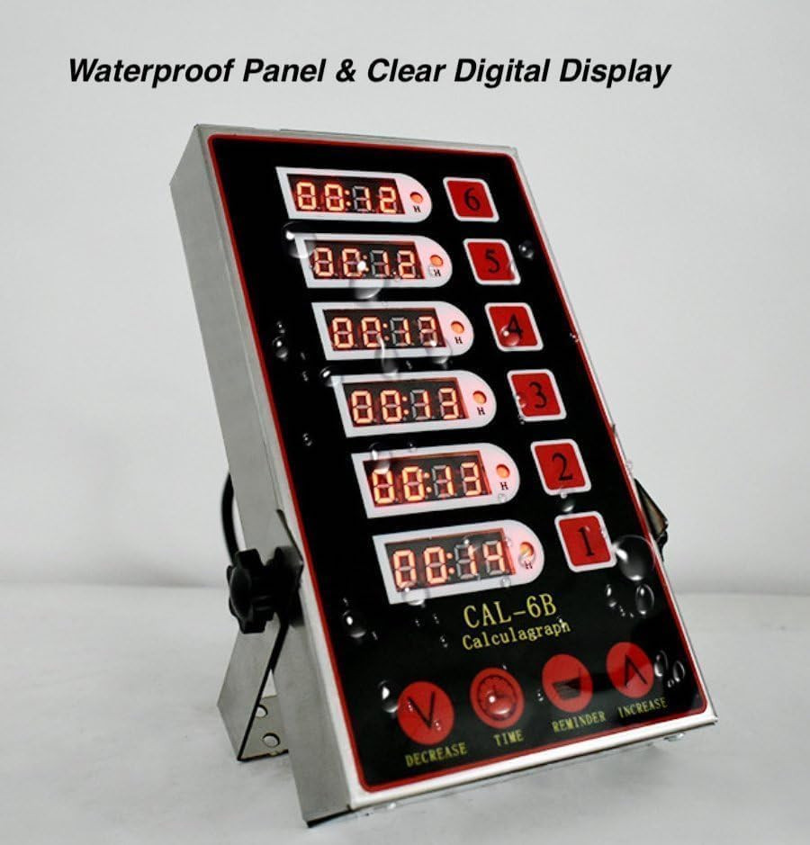 Commercial Kitchen Timer with 6 Channels, Professional LED Digital Timer for Coo