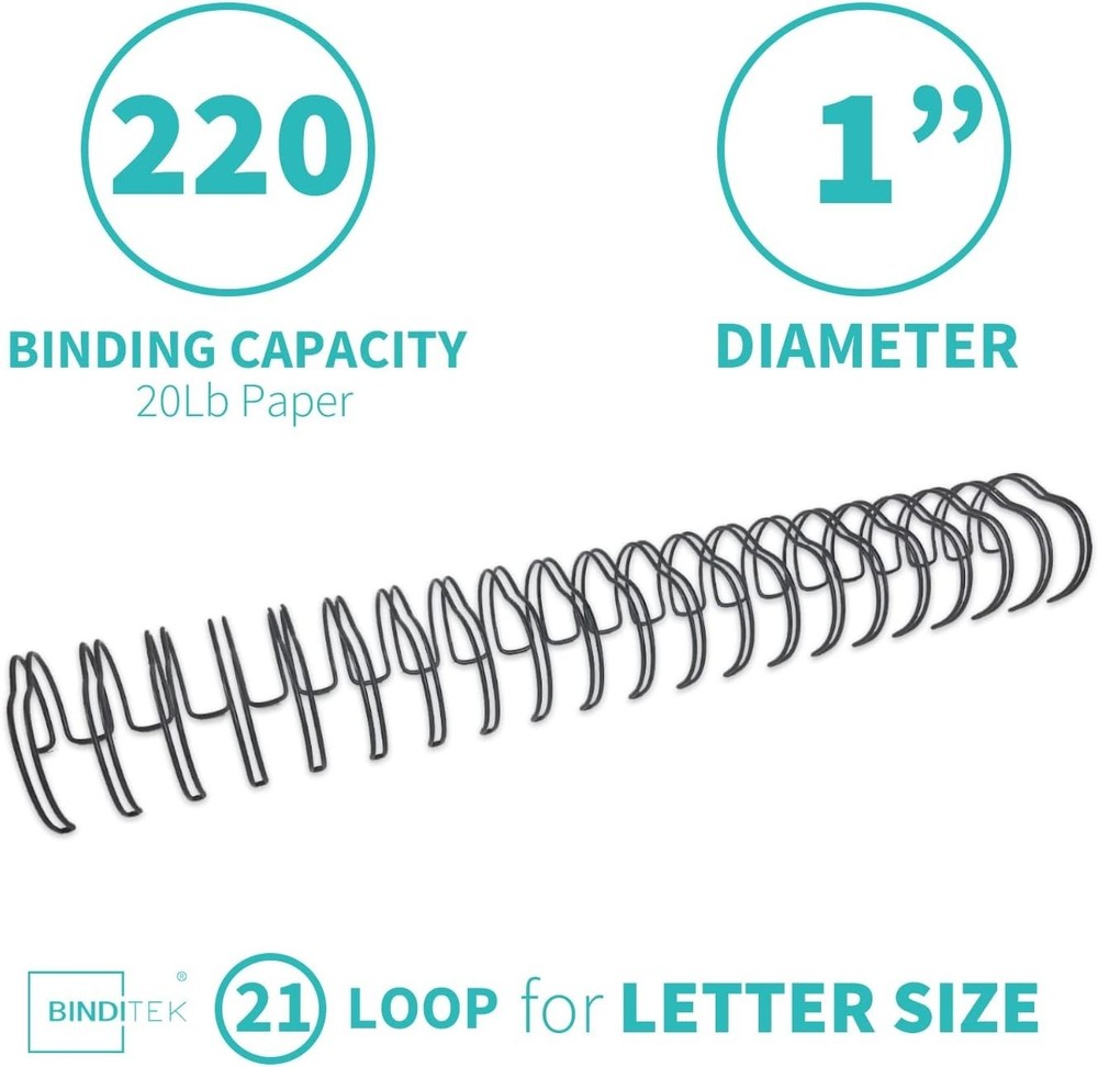 50 Pack Double Loop Wire Binding Spines, 1Inch Binding Wire for Lett