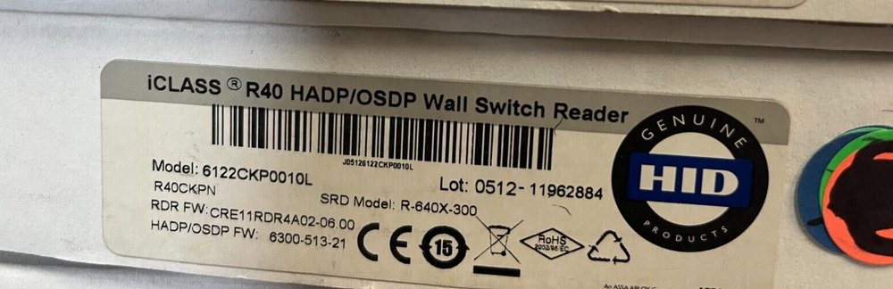 HID iCLASS SE R40 Wall Switch Reader HADP/OSDP 6122ckp0010l