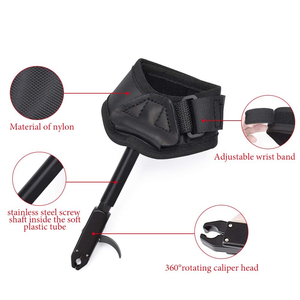 Adjustable Compound Bow Release Aid with Black Wrist Strap Right/Left Hand