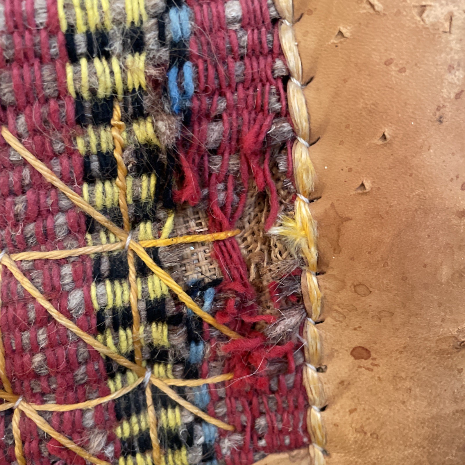 VTG North African Leather Donkey Saddle Woven Textile Tunisia