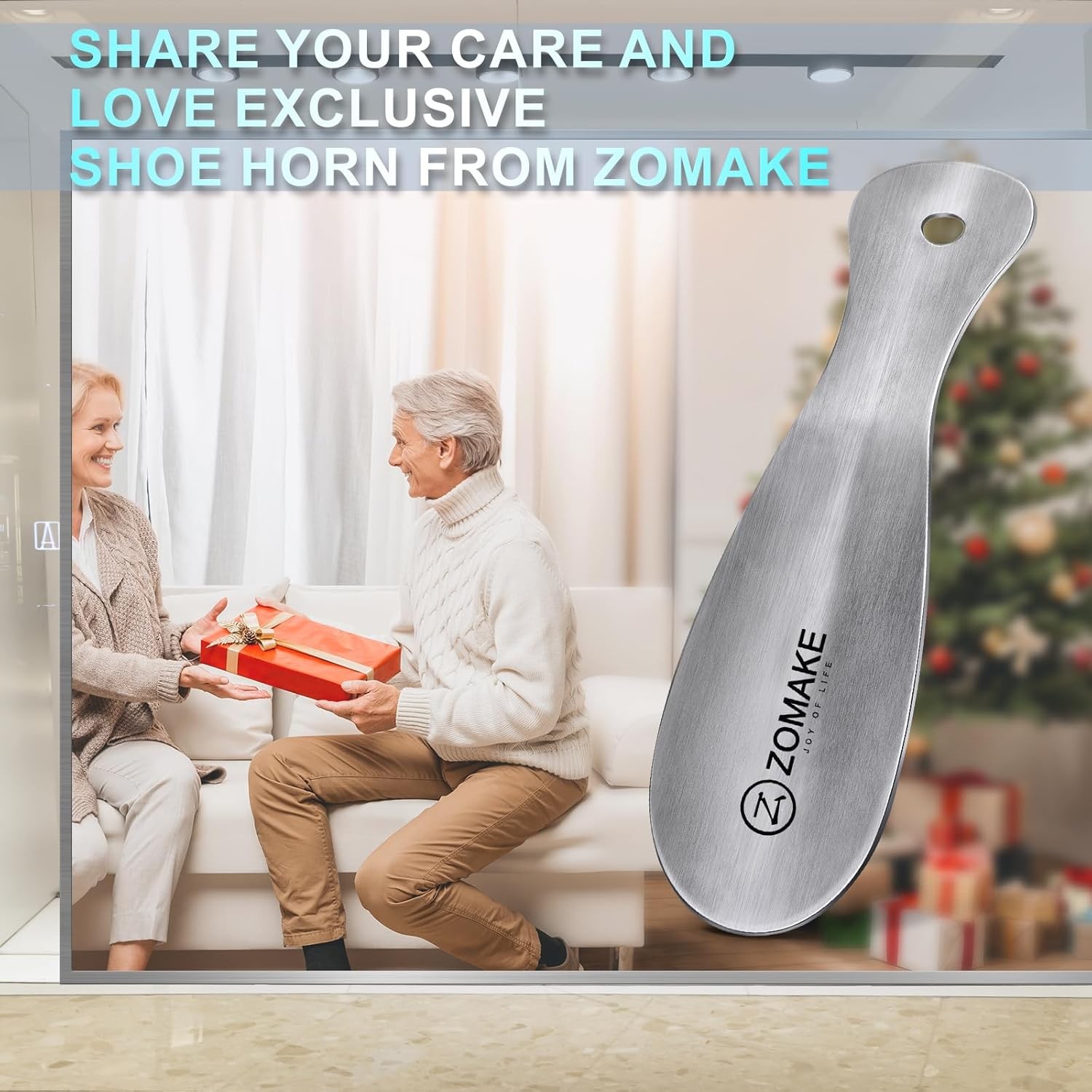 ZOMAKE Metal Shoe Horn, Small Travel Shoehorn for Men Women Kids,7.5'' 2 Pcs