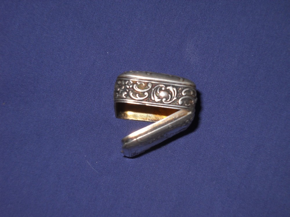 Antique silver rectangular snuff box gilt interior , 2" x 1 1/4". (read)