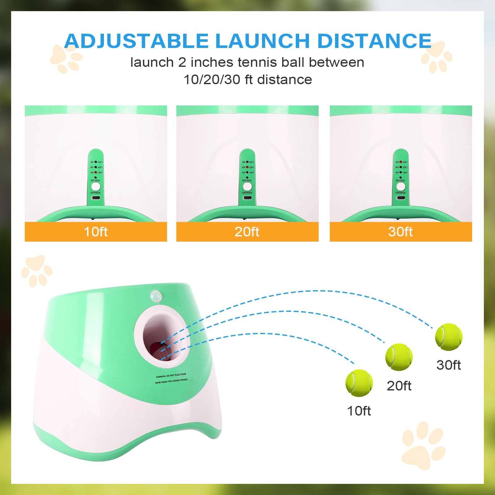 Indoor Auto Ball Thrower 2" Mini Ball 3 Modes Interactive Toy Small Medium Dogs