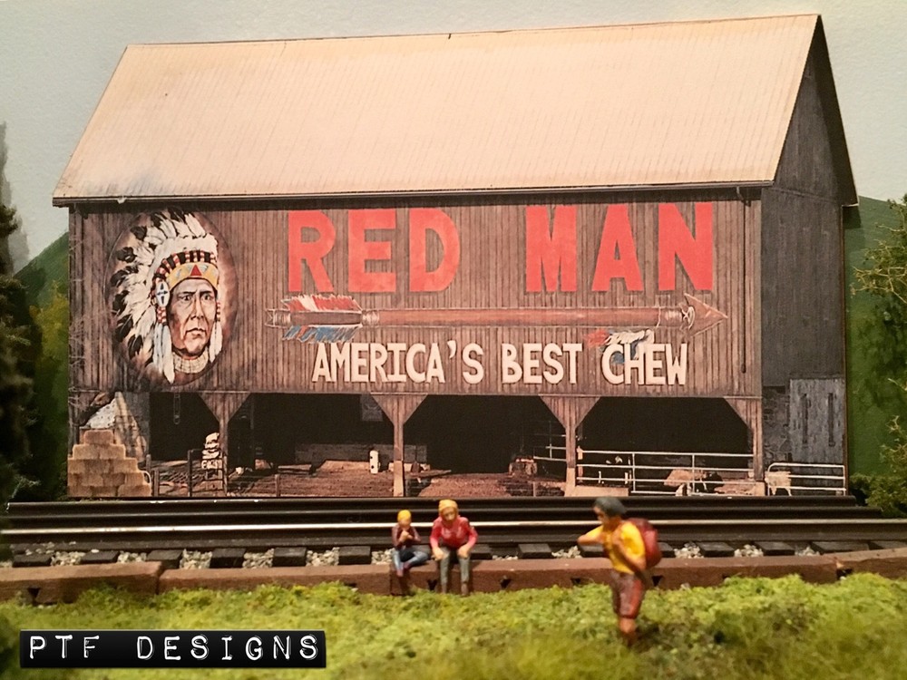 N Scale Scratch Built "RED MAN BARN" Farm Building Front/Flat, walthers