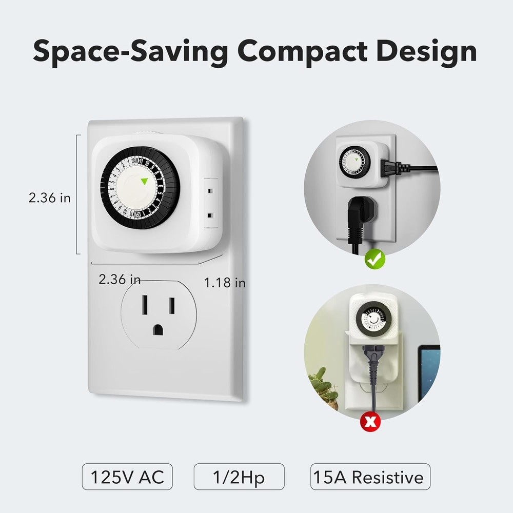 Robust 2-Pack Mechanical Timers with 24-Hour Scheduling for Home Enlightenment