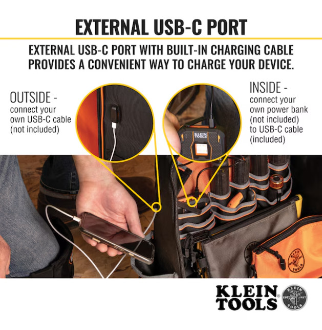 Klein Tools Tradesman Pro XL Tool Bag Backpack, 40 Pockets