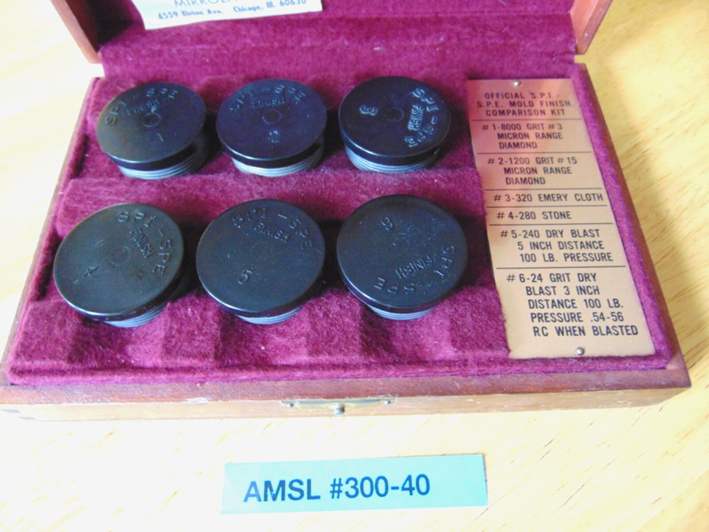 S.P.I. SPE Mold finish ground surface comparison samples profilimeter testing