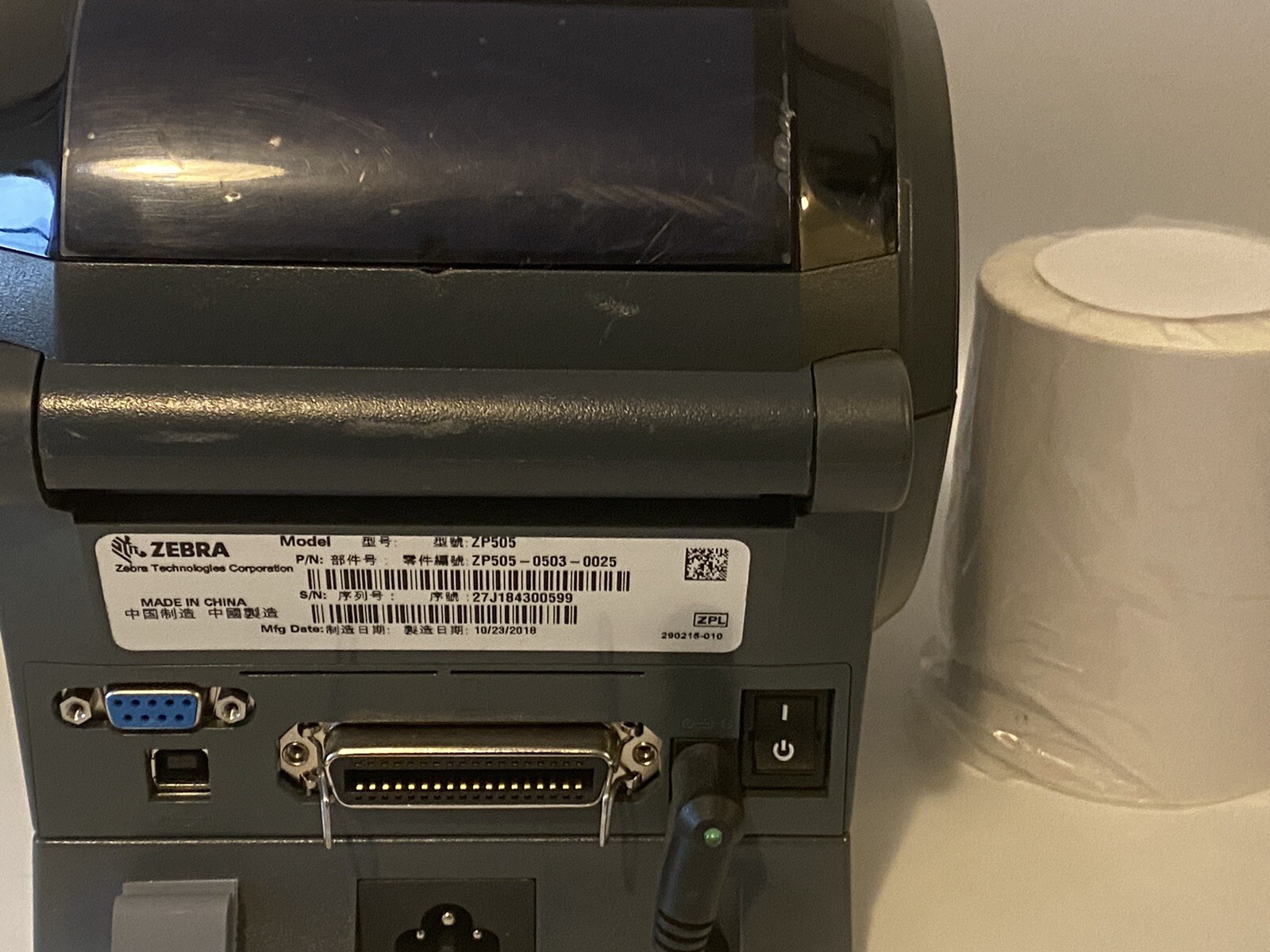 Zebra ZP505 Thermal Label Printer Serial/Parallel With Labels & Cables VERY GOOD