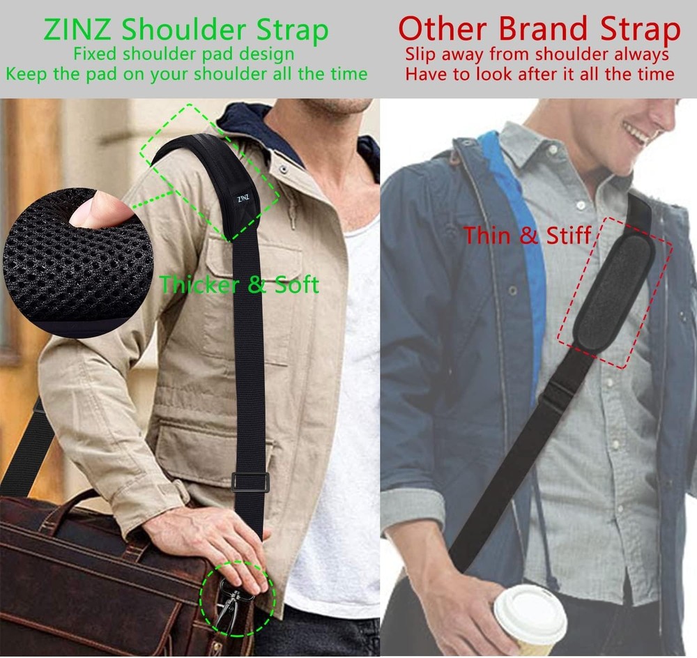 Extra long padded shoulder strap replacement with clasps