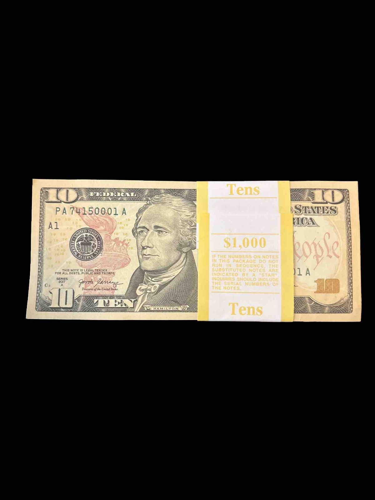 $200 Cash - 20 Uncirculated Ten Dollar Bills In Sequential Order