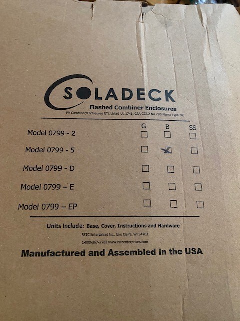 SolaDeck 0799-5B Flashed Combiner Enclosure - Black