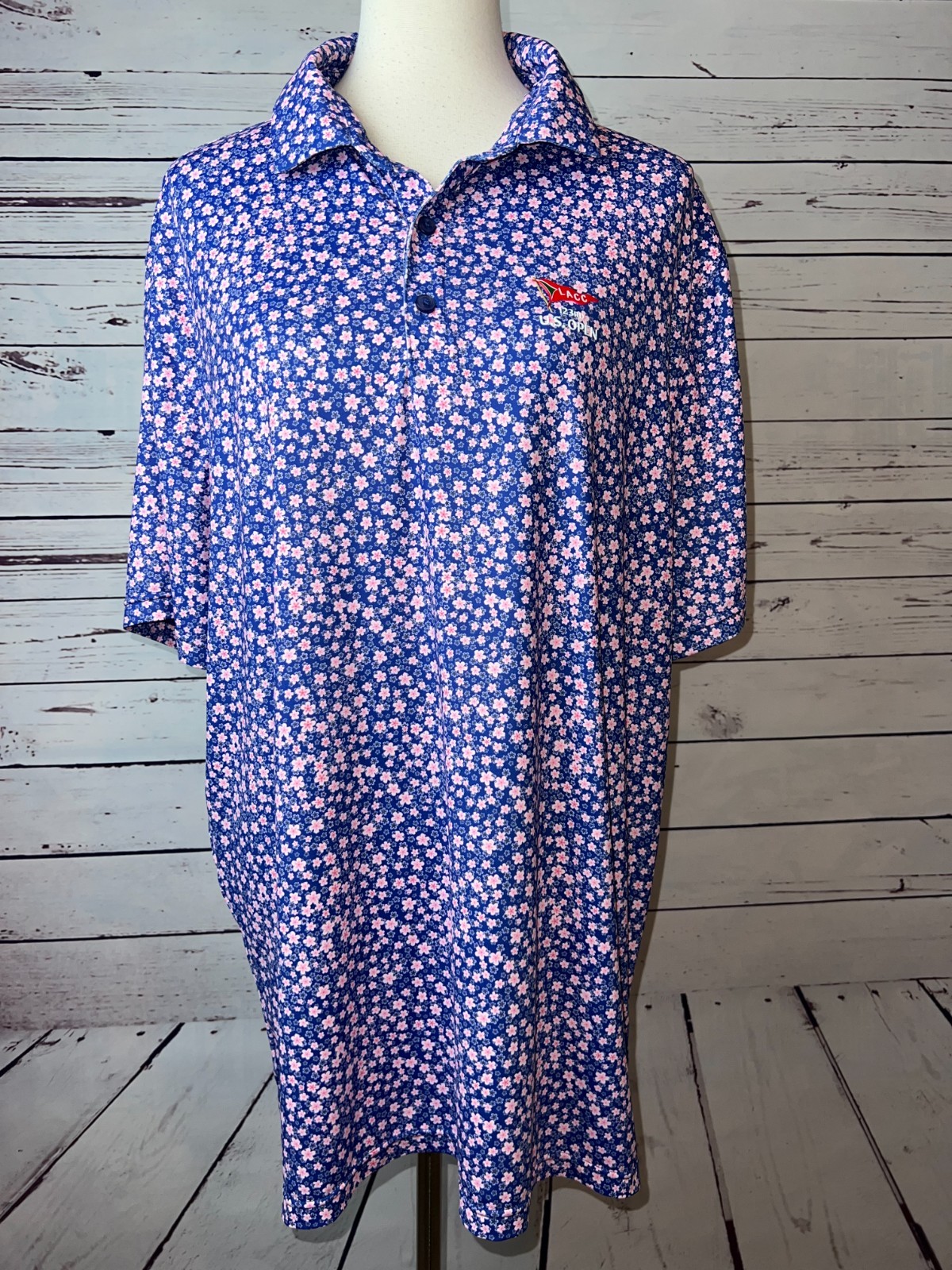 US Open LACC Polo Golf Shirt USGA size XL Extra Large Mens 123rd Purple Floral