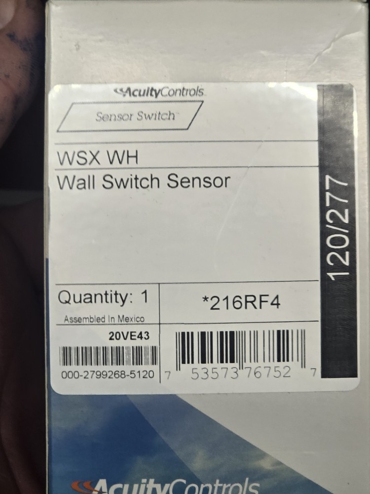 New Acuity Controls Sensor Switch WSX WH Wall Switch Sensor 120/277 Nlight White