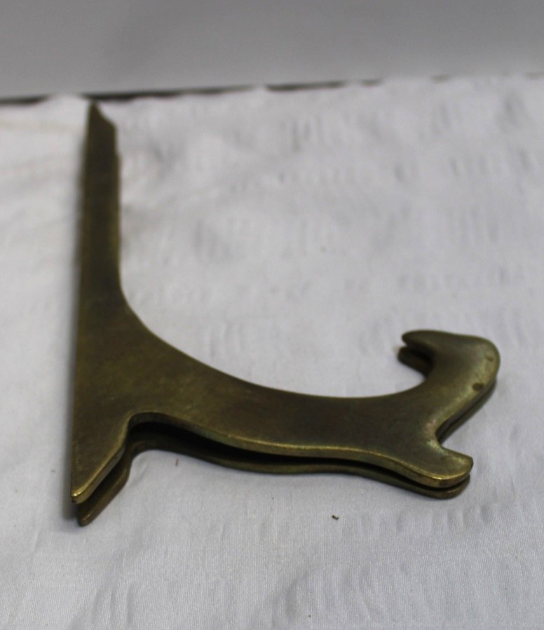 Vintage Heavy Solid Brass Easel Folding Display Stand 7" Tall