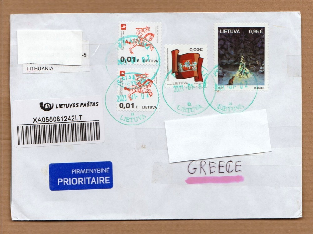 LITHUANIA  -  REGISTER - AIRMAIL -  COVER - -  STAMPS .-