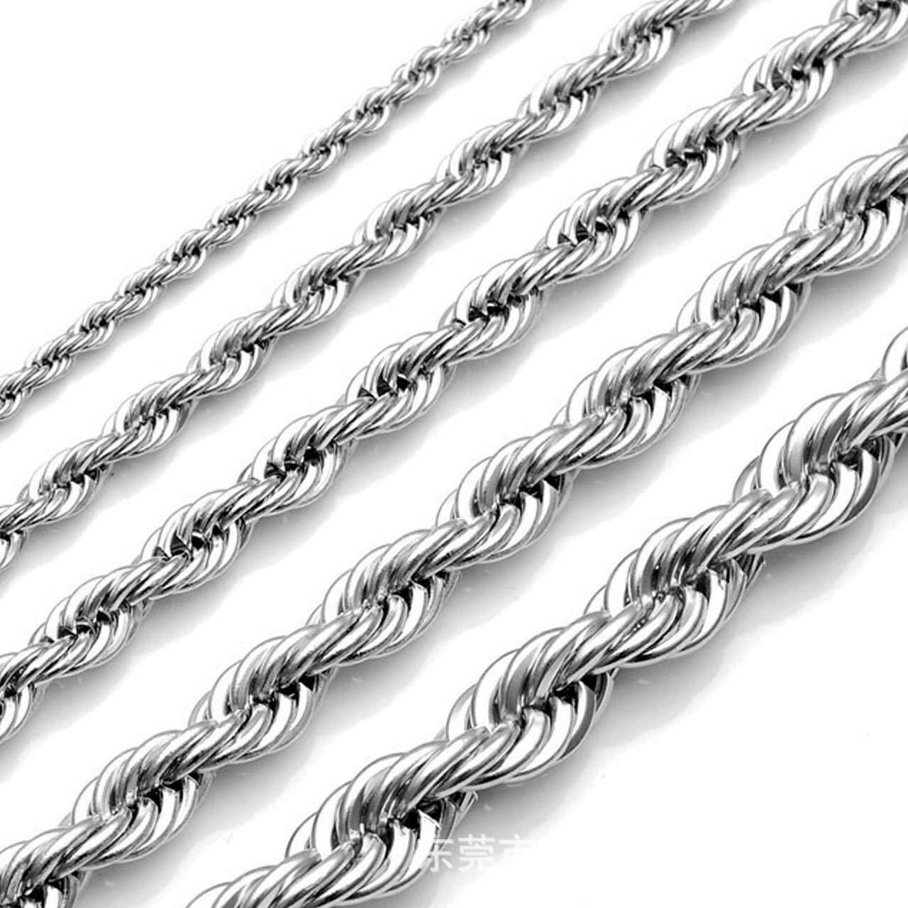 Stainless Steel Twisted Rope Silver Chain Necklace Men Women 2/2.5/3/4/5/7/9/mm