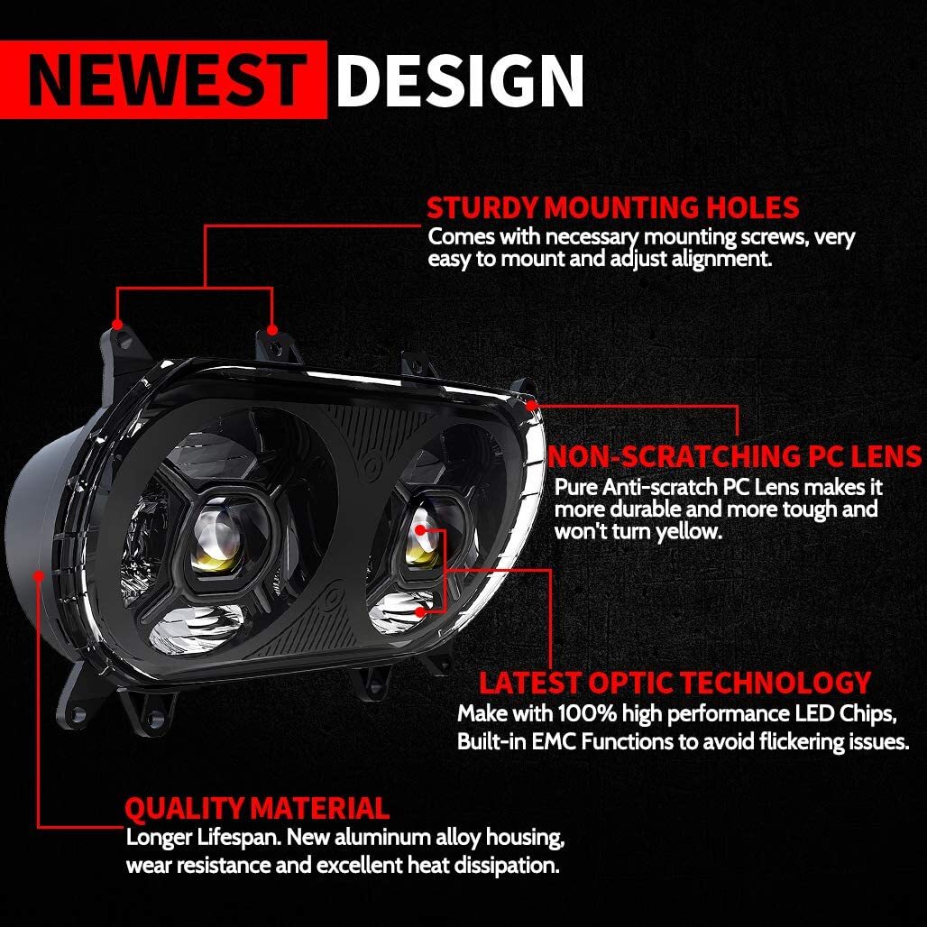 LED Headlight Headlamp Projector Hi/Lo Beam for Road Glide 2015-2023 Models