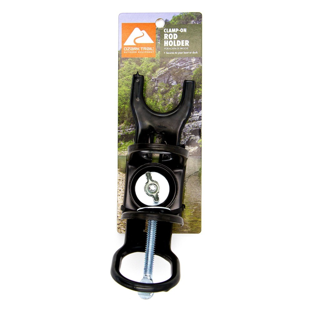 (2 pack) Rubber Dipped Clamp-on Rod Holder - Black