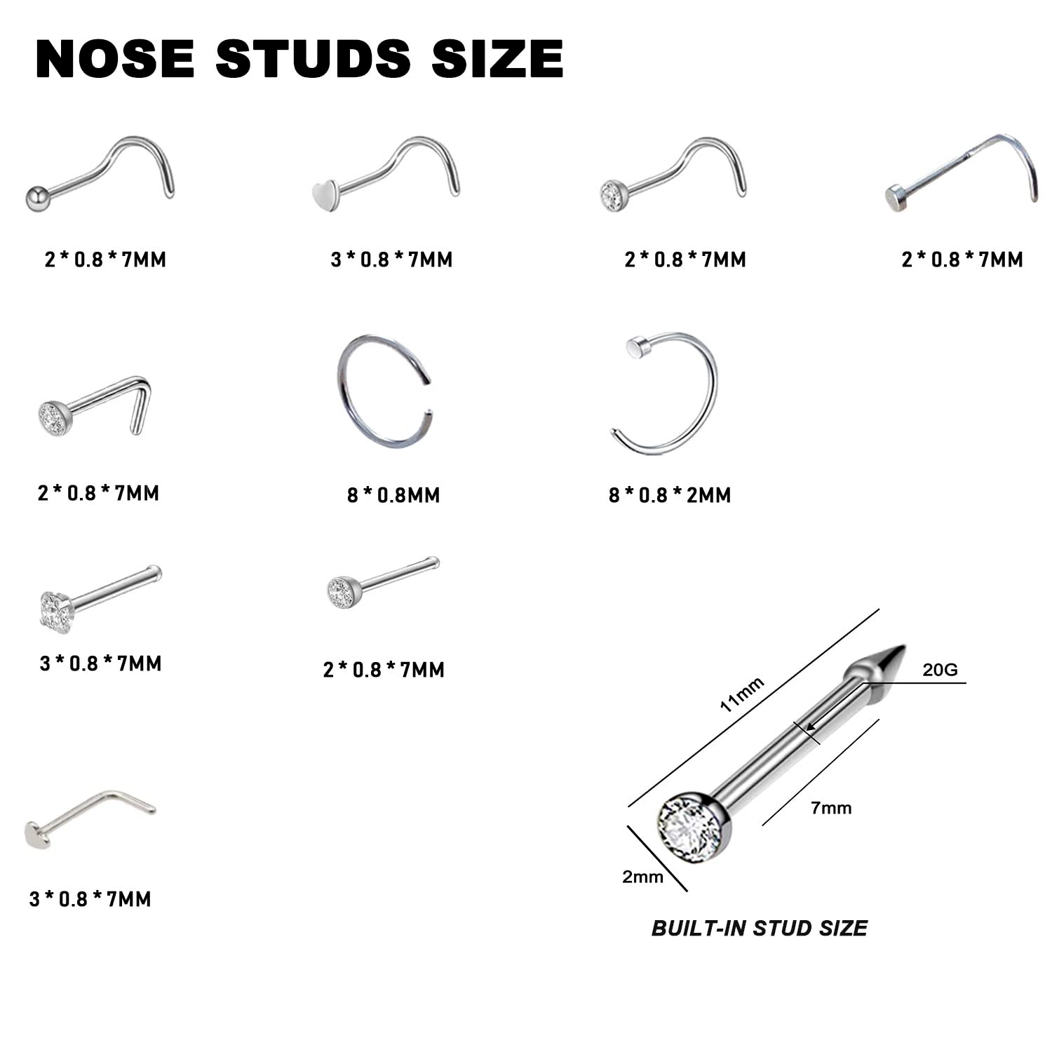 Nose Piercing Kit, 2 Pack Disposable Self Nose Piercing Gun with ring