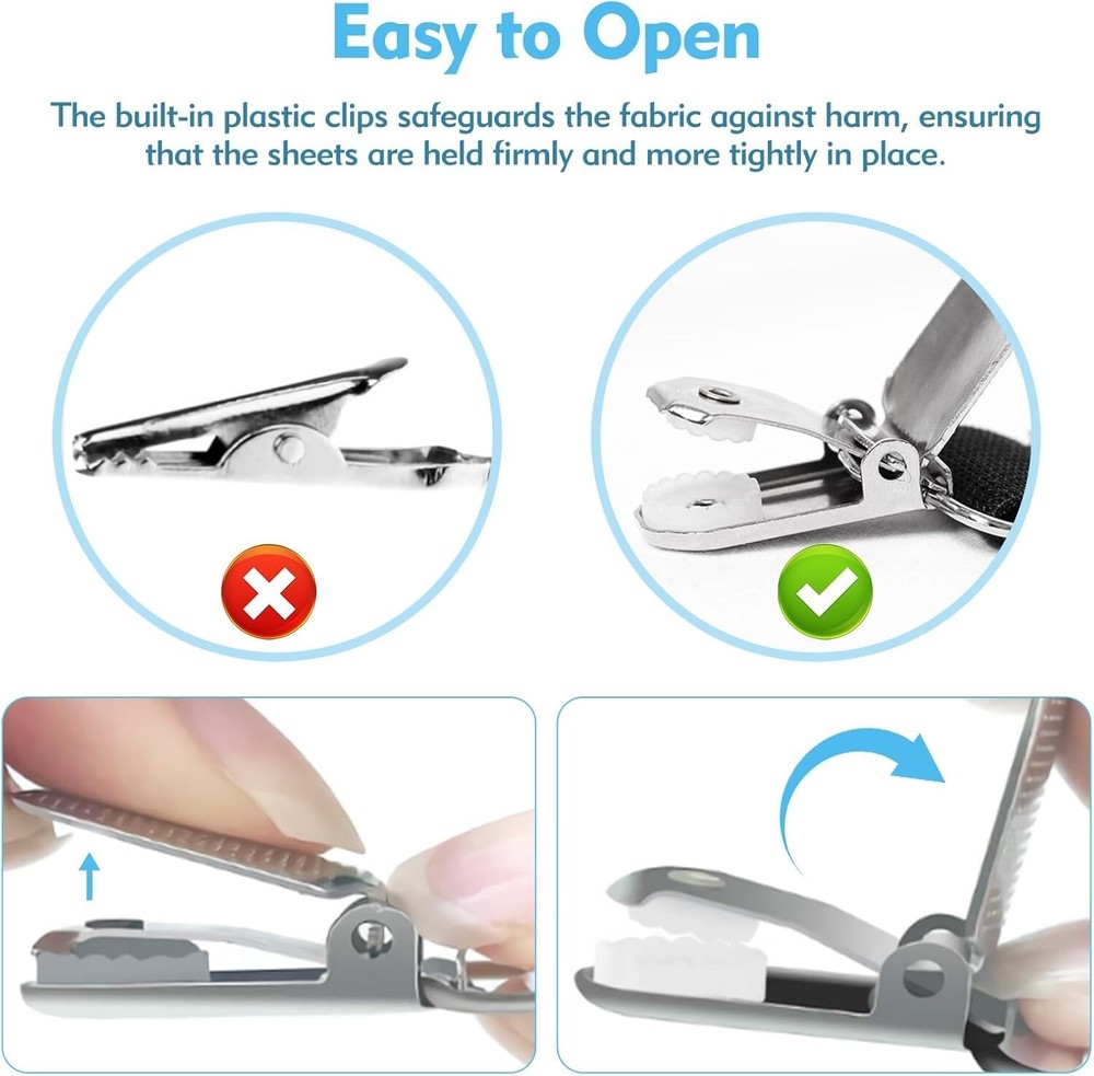 Bed Sheet Straps, 4 Pcs Adjustable Bed Sheet Holder Straps, Black Bed Sheet Clip