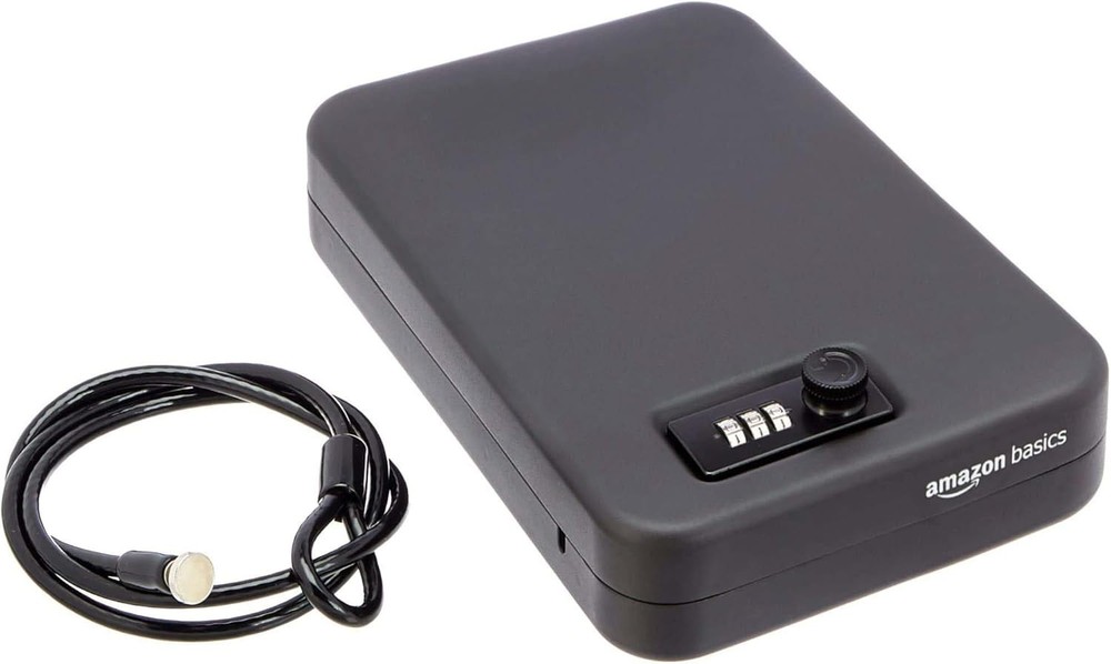Amazon Basics Portable Security Case Lock Box Safe with Combination Lock