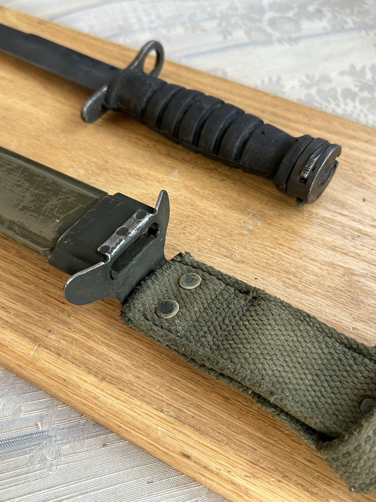 Rare WWII U.S. Army M1 Carbine Bayonet and M8A1 Scabbard, Excellent