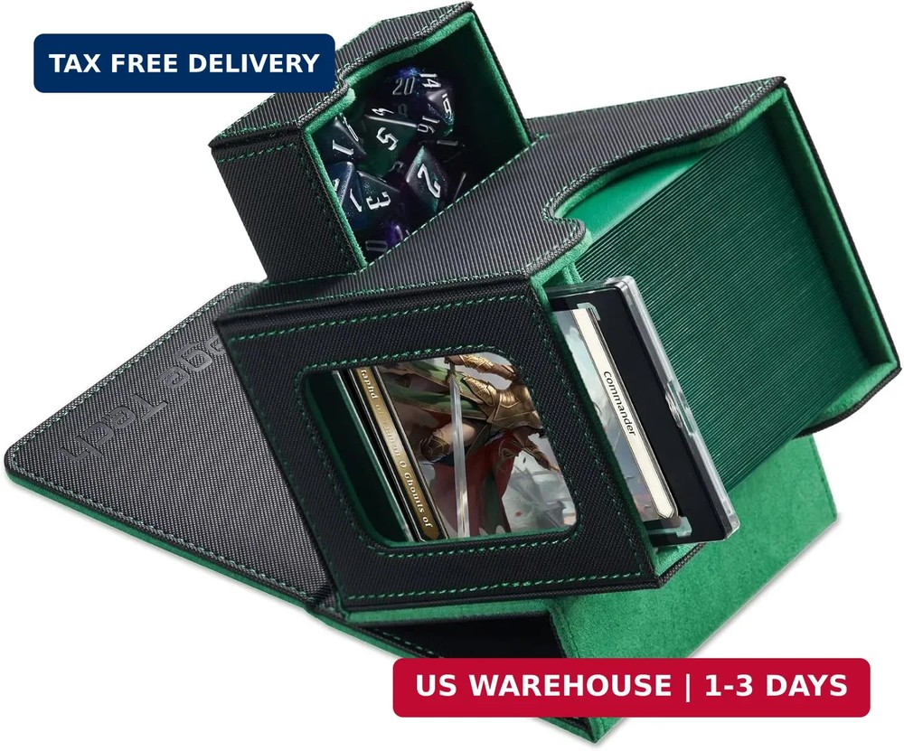 Mage Tech Card Deck Box for MTG Commander - Patented Design, Commander Display,