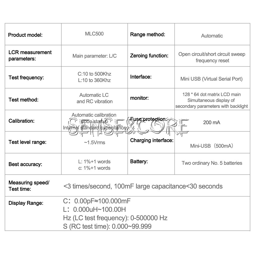 MLC500 High Precision Digital Car Range Capacitance Inductance Meter Anti-Burn-