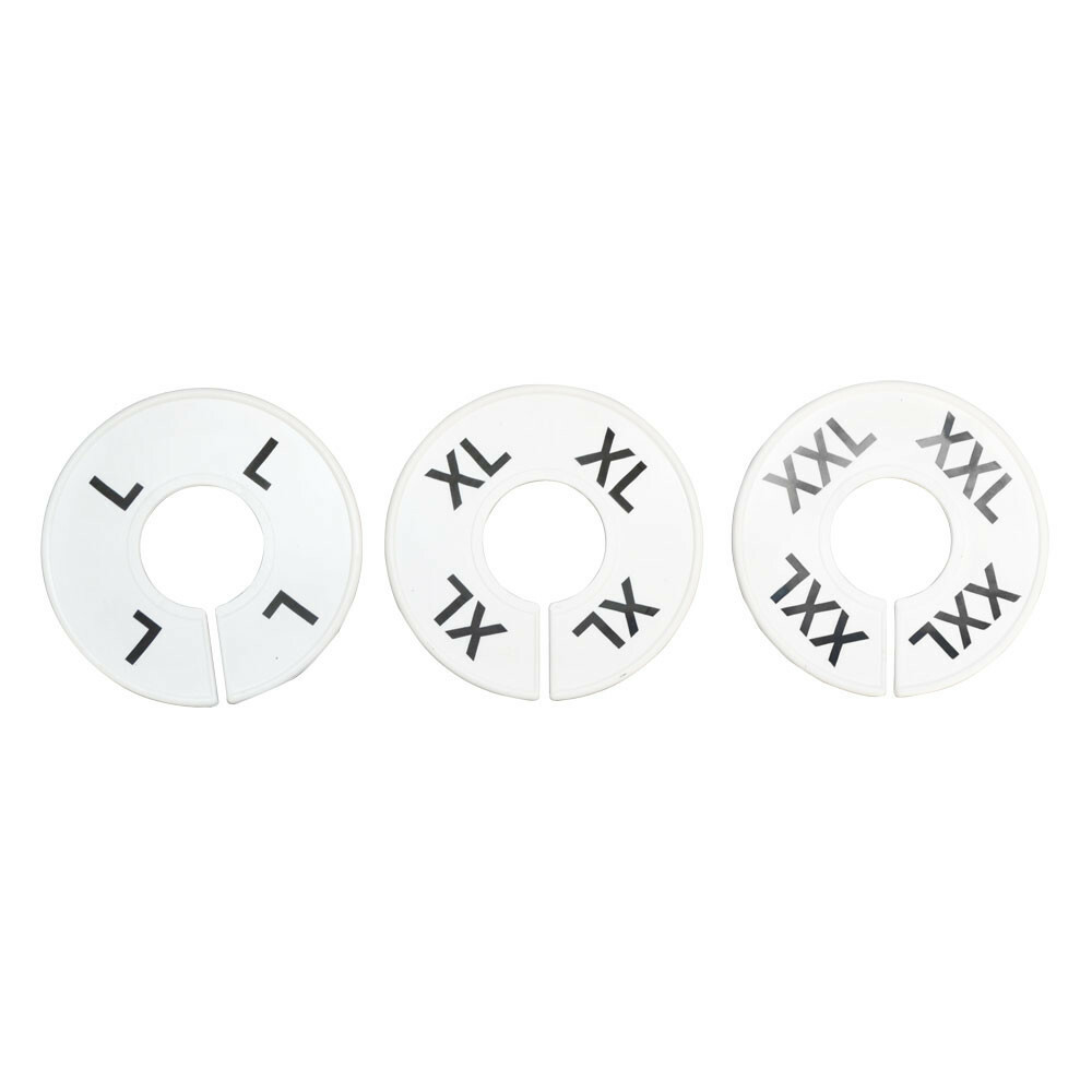 Set of 60 Pcs White Round Clothing Rack Size Dividers Plastic Hanger Ring XS-XXL