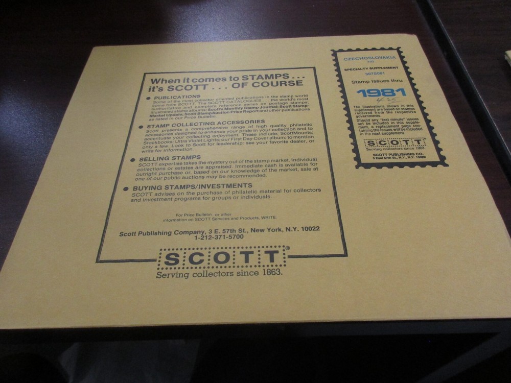 THE SCOTT SUPPLEMENT CZECHOSLOVAKIA #32  #307S081 ,1981 W/FREE SHIPPING!!