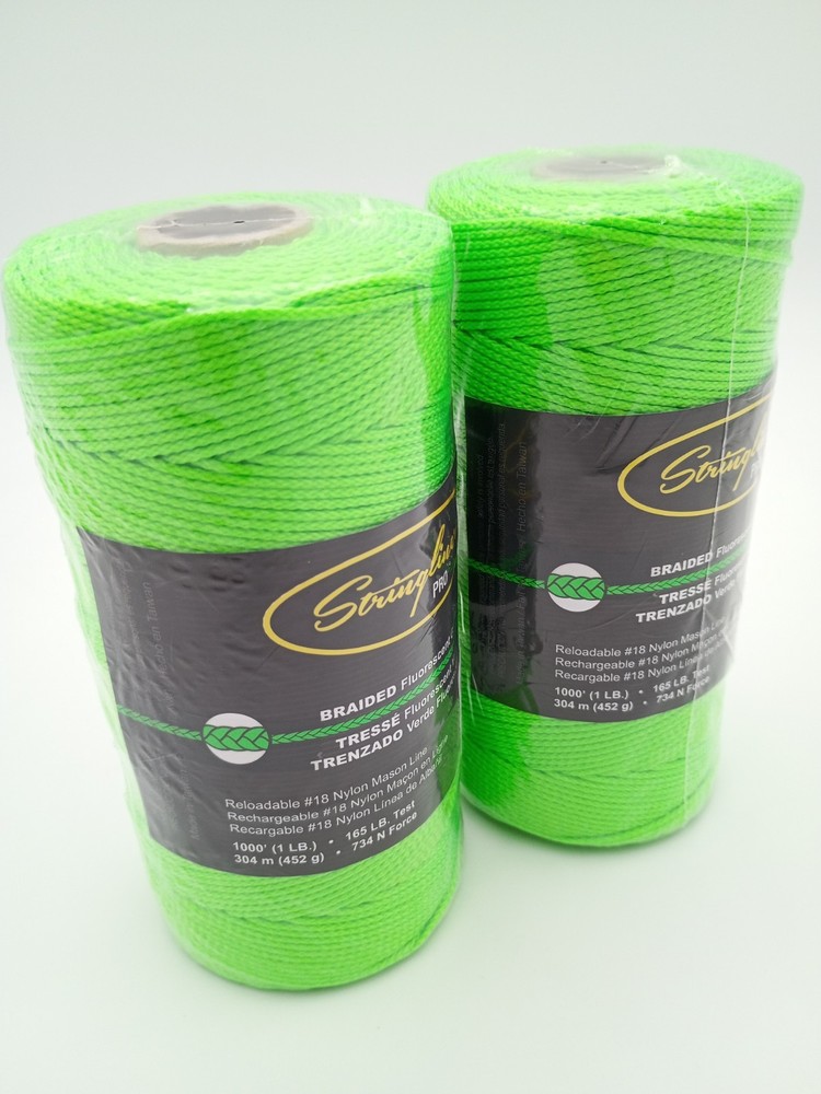 Stringliner Pro 2-Pack Braided Fluorescent Green 1000' Reloadable #18 Nylon Line