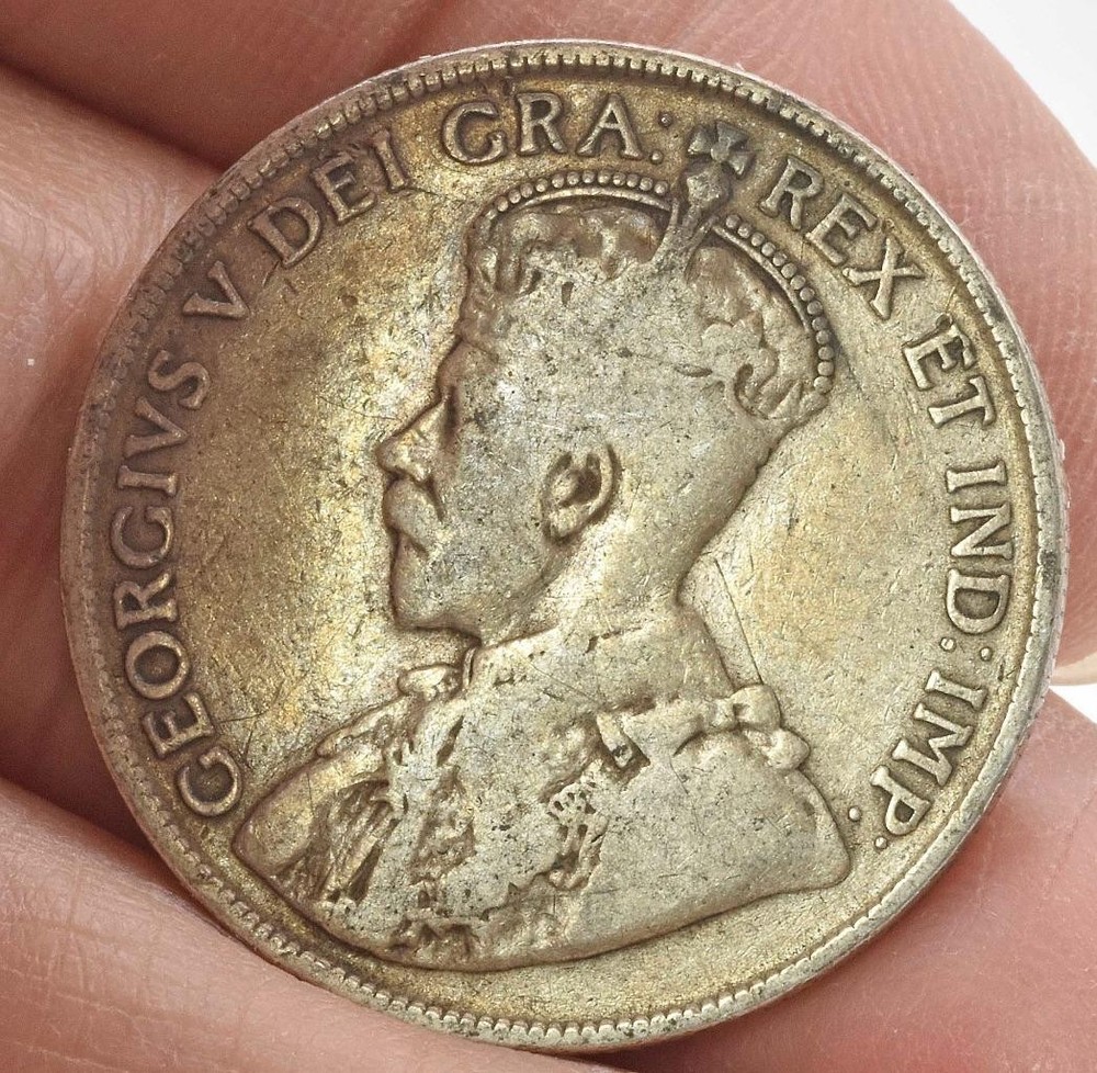 Raw 1919 Canada Silver Half dollar 50 cent piece nice condition
