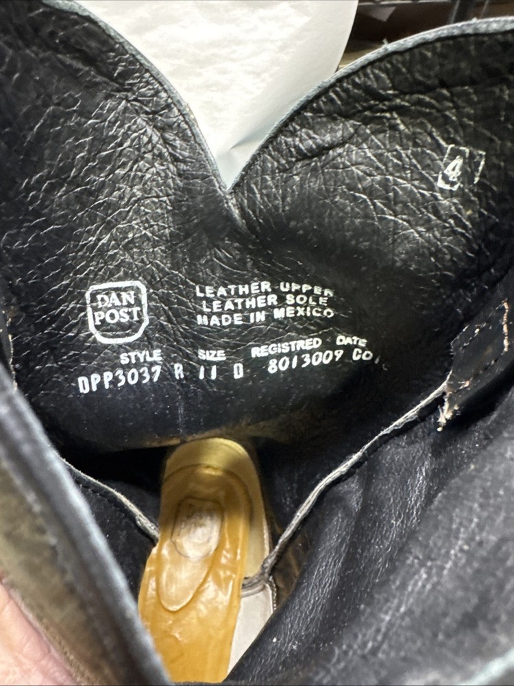 Dan Post Hand Crafted Exotic Black Python Boots Size 11D Leather Upper