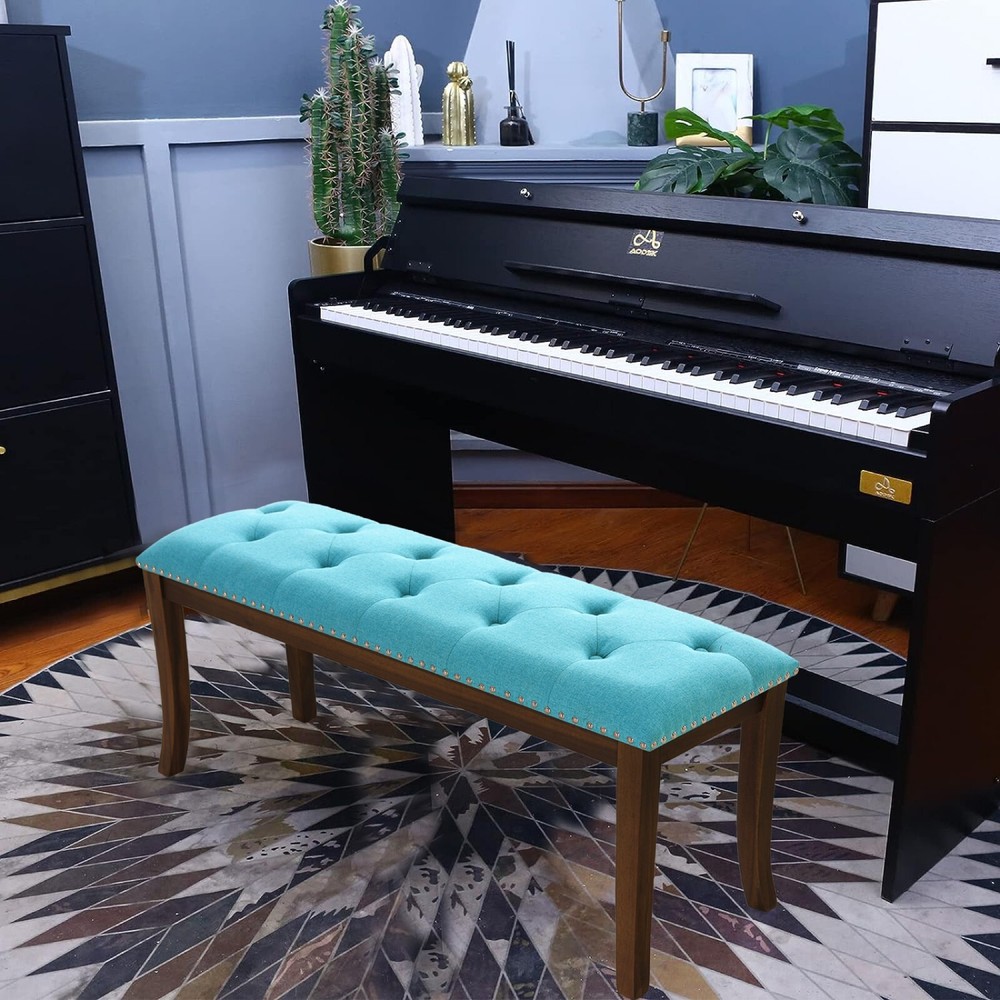 Upholstered Bench Rectangular Tufted Ottoman for Entryway Bedroom