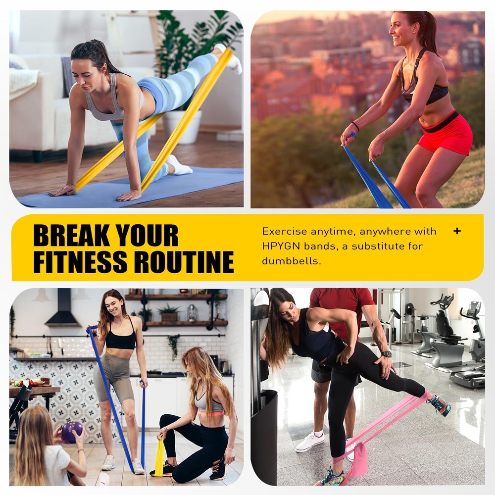 HPYGN Resistance Bands, Exercise Physical 4.9ft, 1-Yellow/Pink/Blue