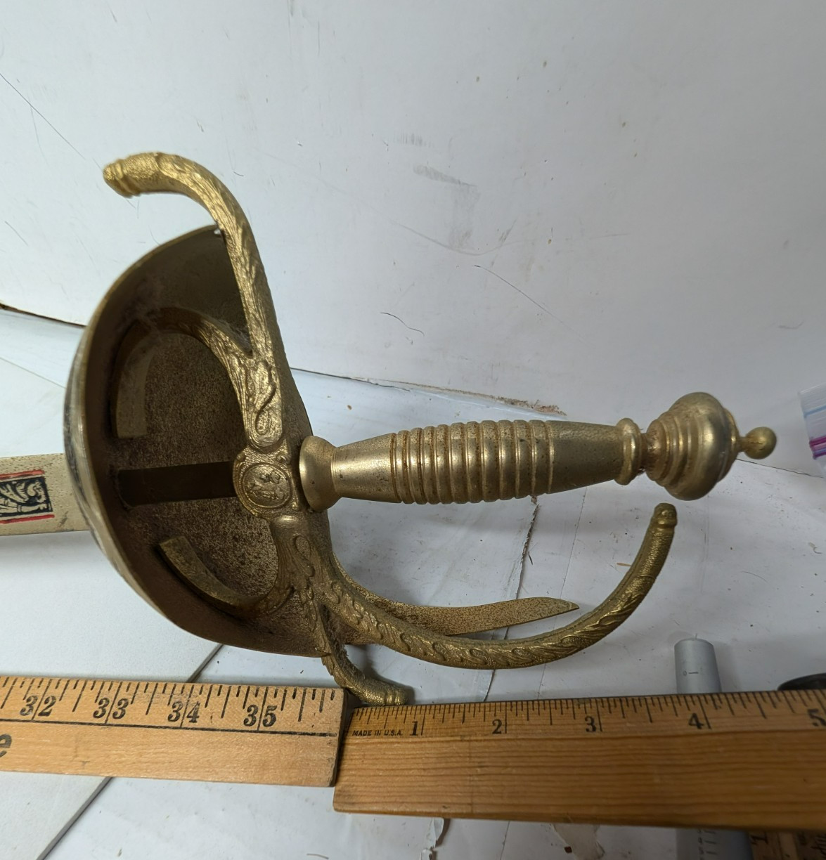 Vintage Brass & Metal Spanish Style Cutlass Sword 40 1/2 " Long