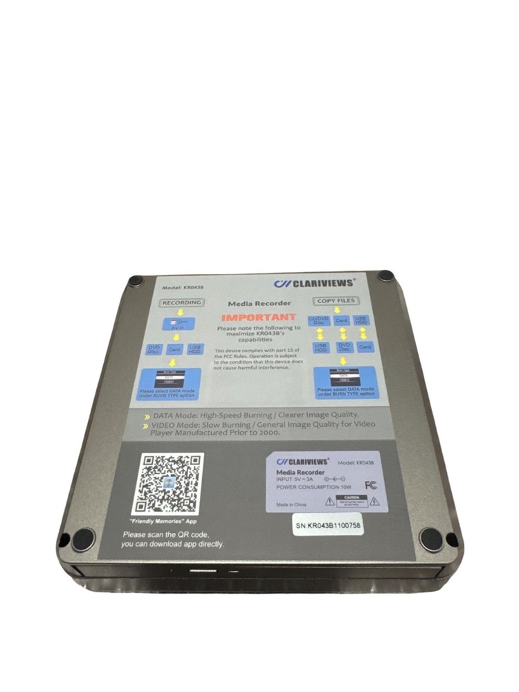 Clariviews KR043B Multi Function Media Recorder - New, Open Box