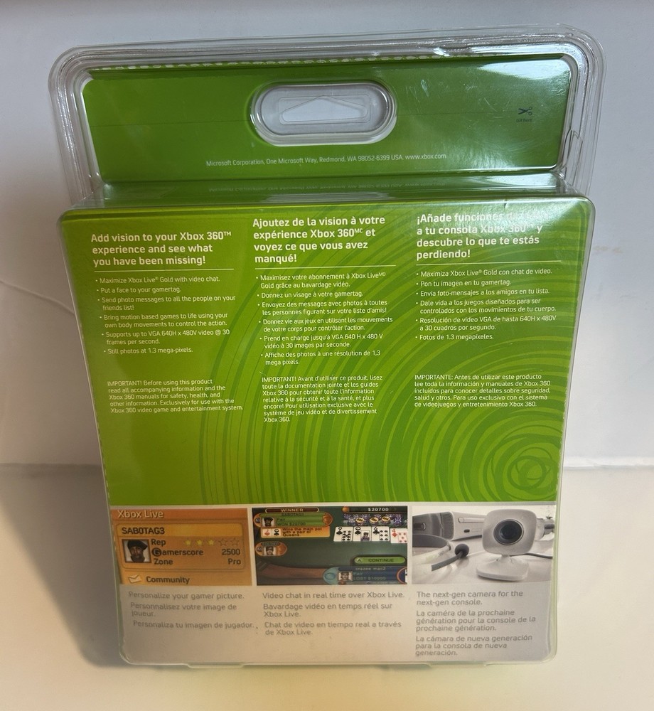 Microsoft Xbox 360 Live Vision Camera & Headset New, Sealed