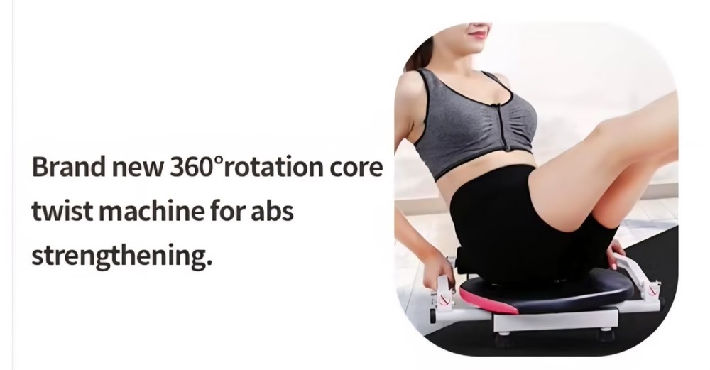 Abdominal Ultimate Rotating Workout Machine with Resistance Bands, Black/Red