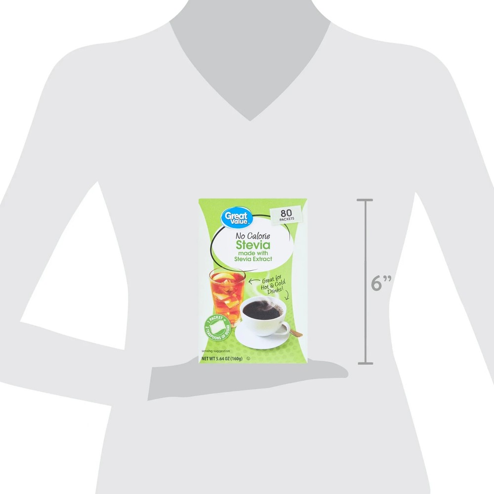 (3 pack) Great Value No Calorie Stevia Packets, 80 Count