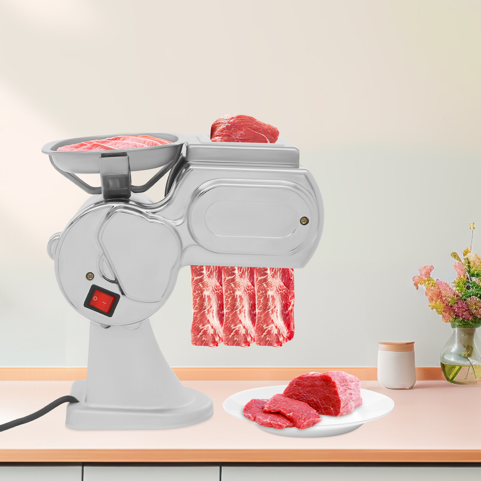 600W Meat Cutter Machine 2.5mm Thickness Electric Meat Cutter Food Slicer Cutter