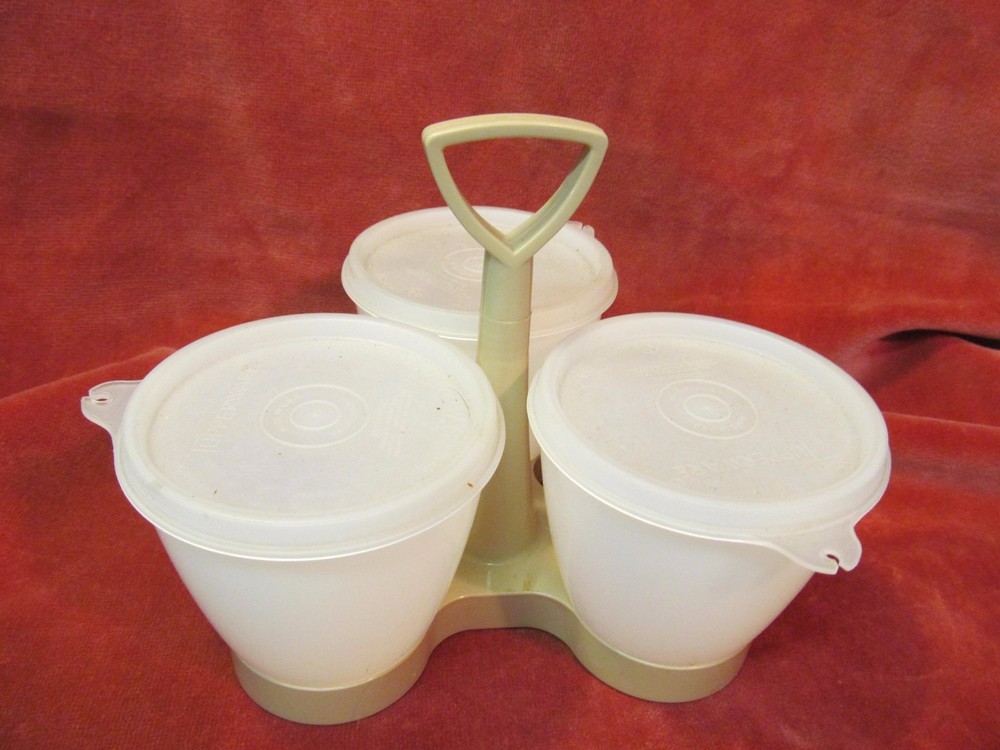 BEIGE TUPPERWARE 757-4 CONDIMENT SET