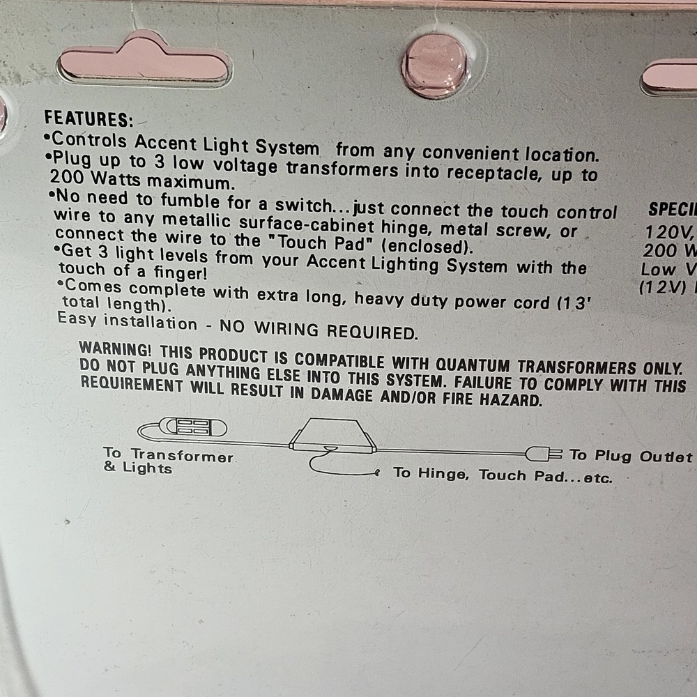 Quantum Lighting Undercabinet Halogen Lighting System Touchpad Dimmer 352-7179