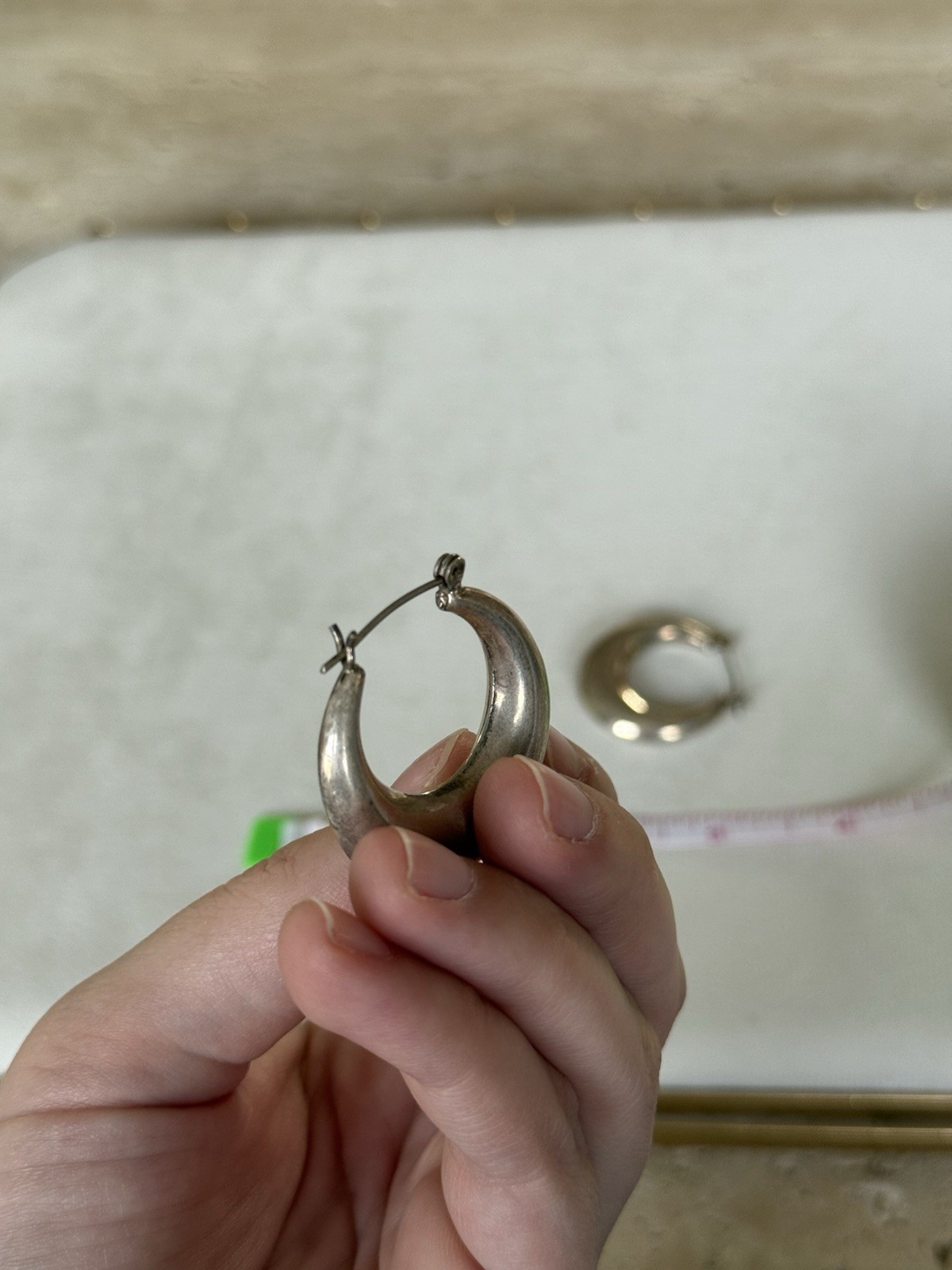 Vintage Puffed Silvertone Hoop Pierced Earrings