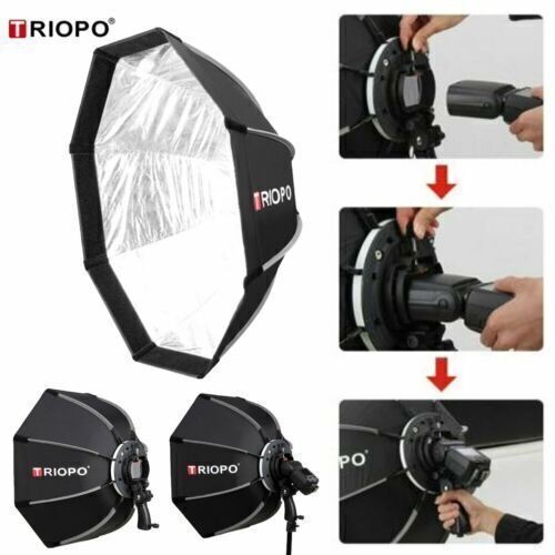 TRIOPO 90CM Octagon Softbox w/Handgrip Set for Speedlight Flash Bracket