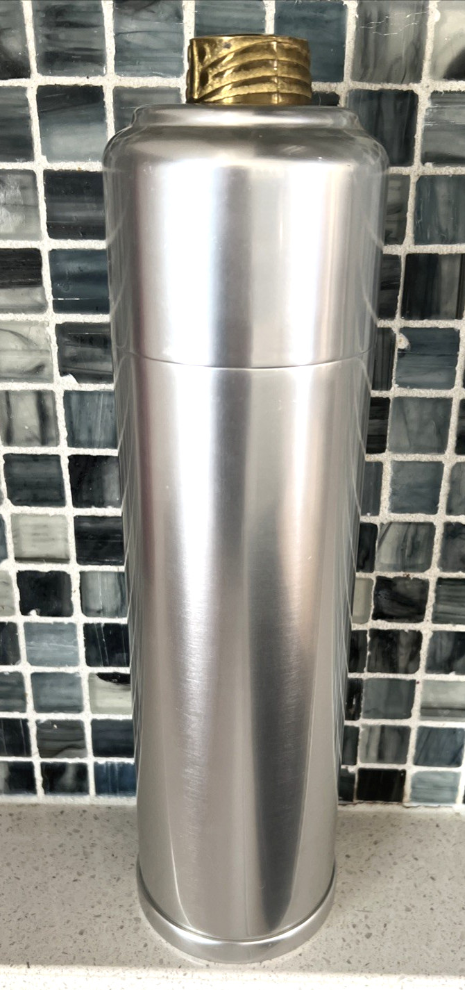VTG. 1930's ART DECO KENSINGTON ALUMINUM BRASS COCKTAIL SHAKER by LURELL GUILD
