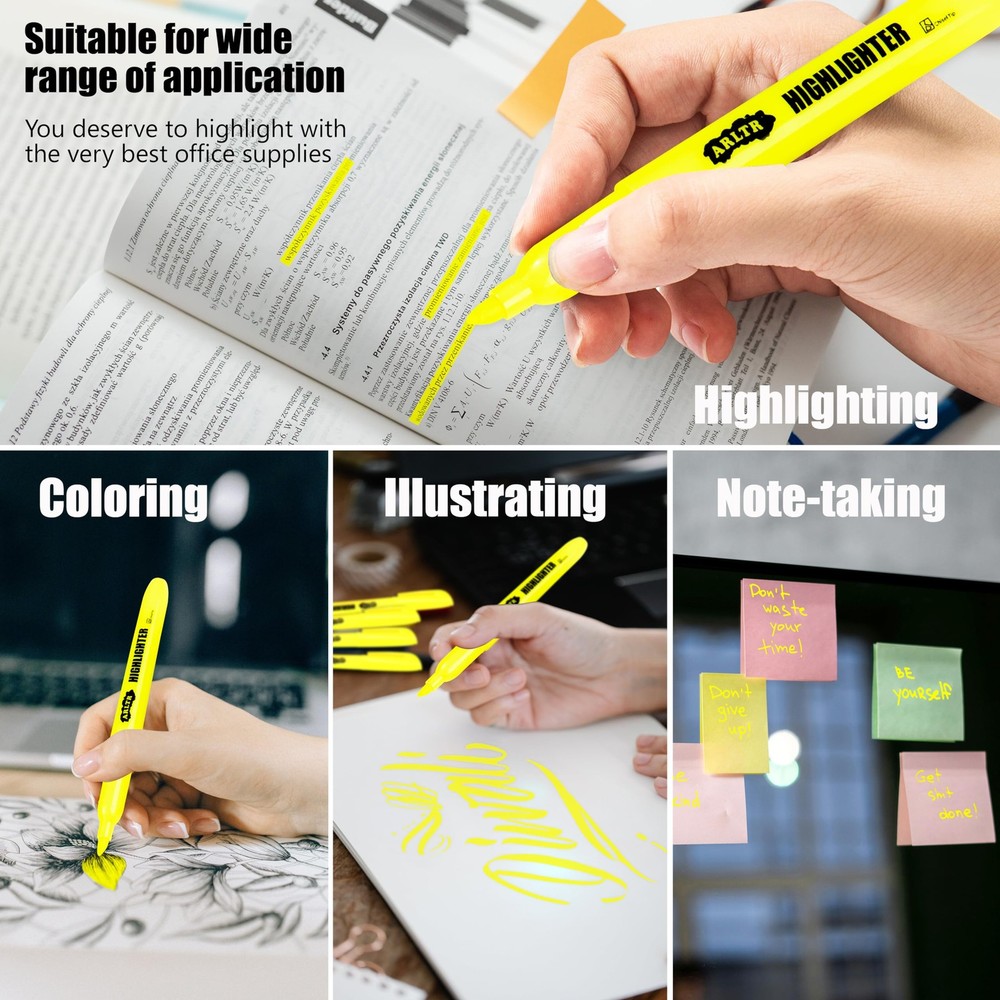 Yellow Highlighters, 96 Pack Highlighters Bright Colors, Chisel Tip