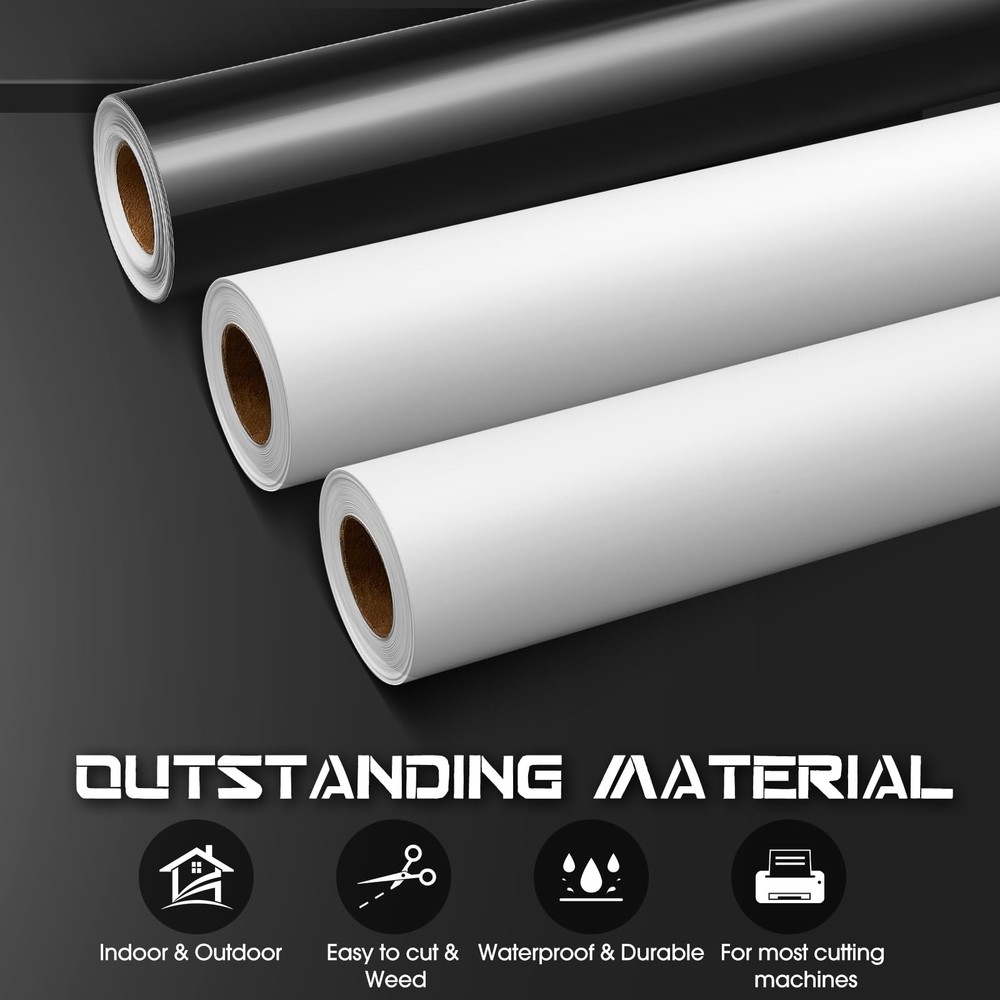Gueevin Glossy Permanent Vinyl Roll 24"x50ft Black for Home Decor Craft